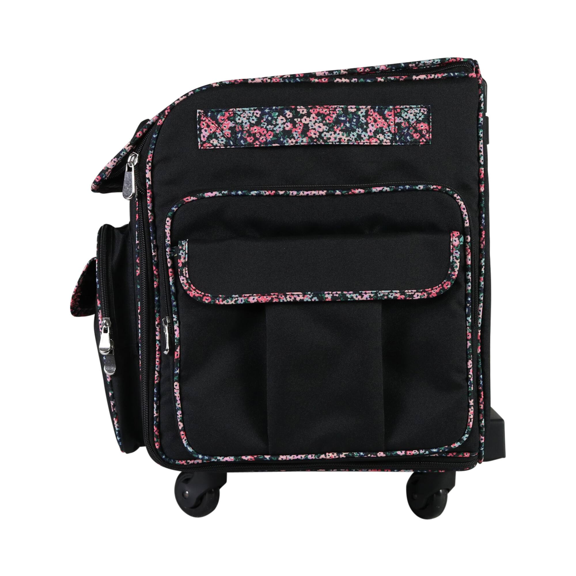 Everything Mary Black Floral XXL Rolling Sewing Tote